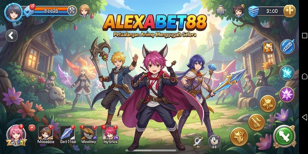 Tampilan gameplay menarik dari ALEXABET88 dengan karakter anime.