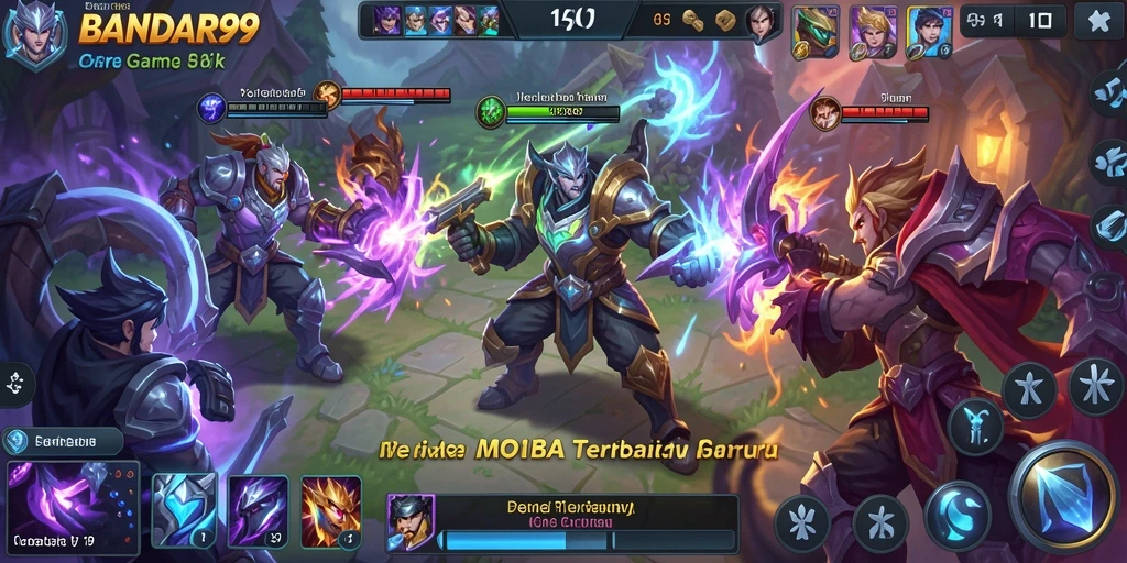 Tangkapan layar gameplay BANDAR99 dalam aksi MOBA yang dinamis.