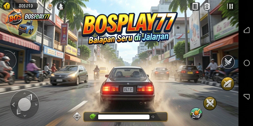Screenshot gameplay menampilkan balapan mendebarkan di <strong>BOSPLAY77</strong>.