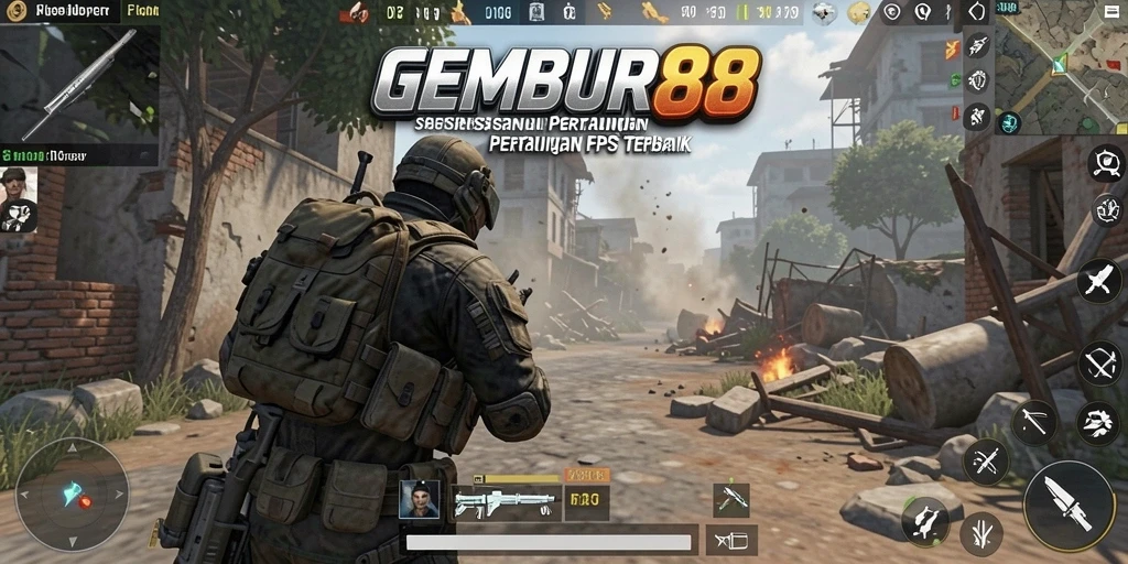 Screenshot gameplay dari GEMBUR88 menampilkan aksi intens FPS.
