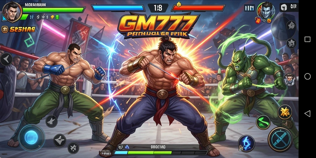 Tampilan gameplay GM777 yang menegangkan dalam pertarungan Fighting.