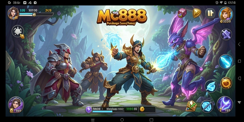 Tampilan seru gameplay petualangan MC888 saat melawan musuh.