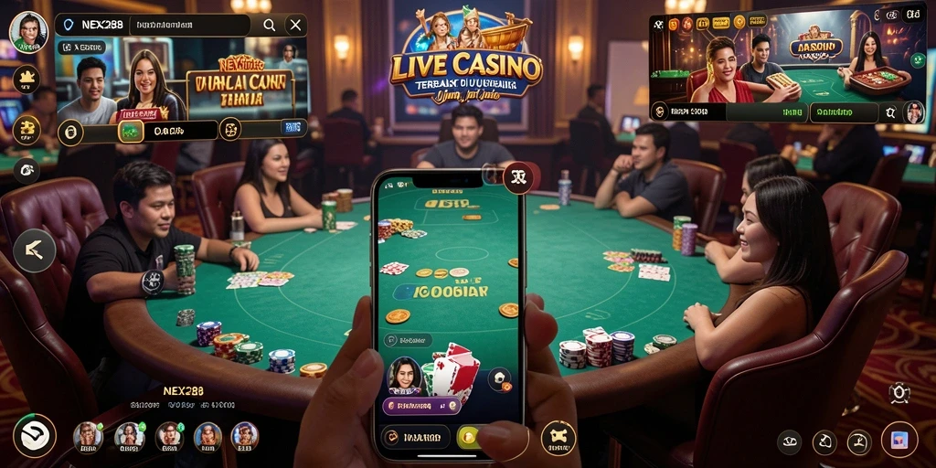 Tampilan gameplay Live Casino yang menegangkan dan menarik di NEX288.