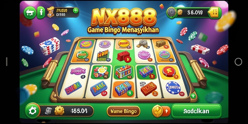 Tampilan gameplay seru dalam NX888 dengan suasana Bingo yang menyenangkan.