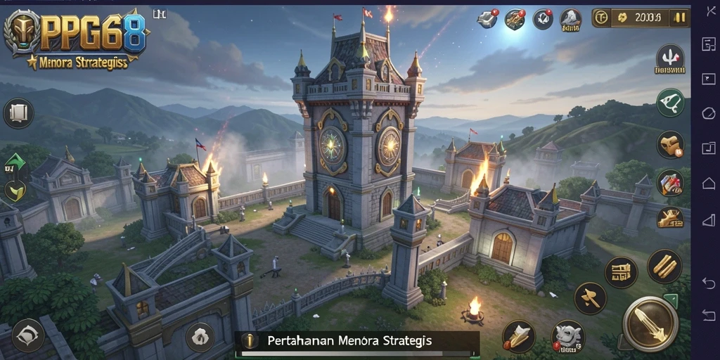 Tampilan gameplay menara pertahanan yang strategis dan mendebarkan.