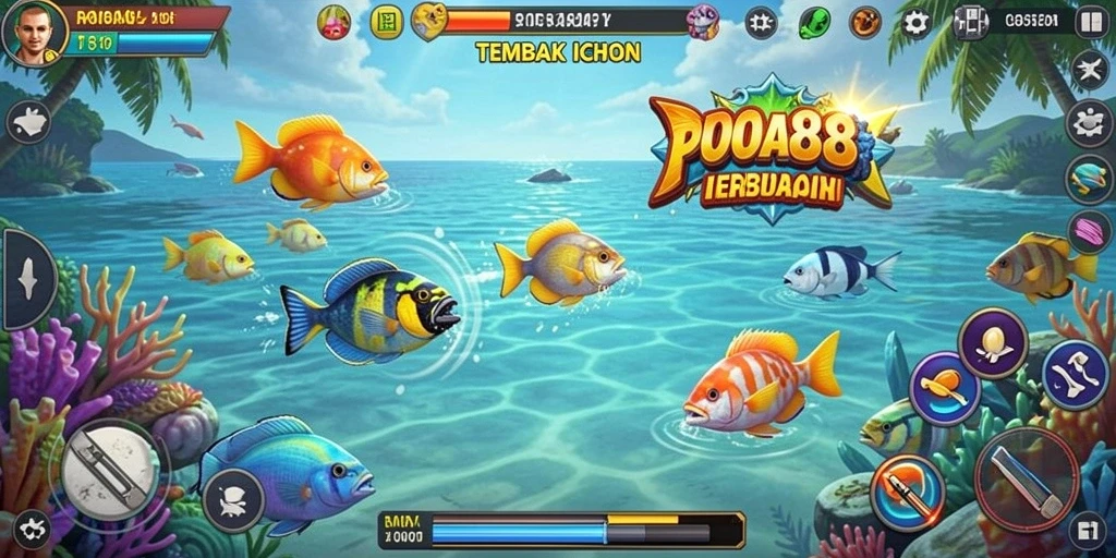 Tampilan gameplay seru dalam POA88 saat menembak ikan.