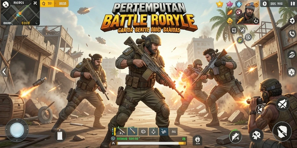 Tangkapan layar utama R6R6 menunjukkan intensitas pertempuran di arena Battle Royale.