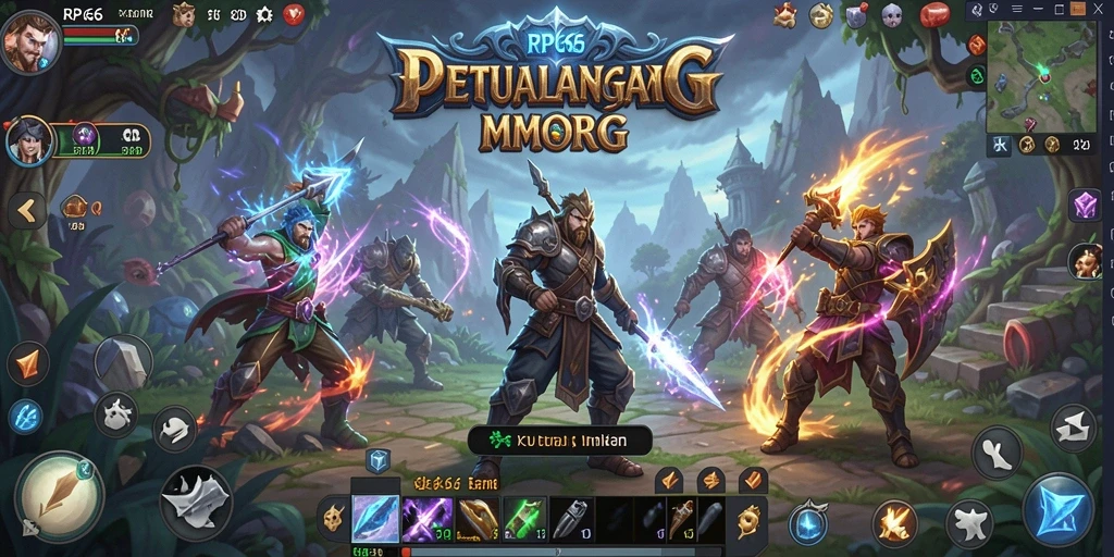 Tangkapan layar menunjukkan pertempuran mendebarkan di dunia MMORPG RP66.
