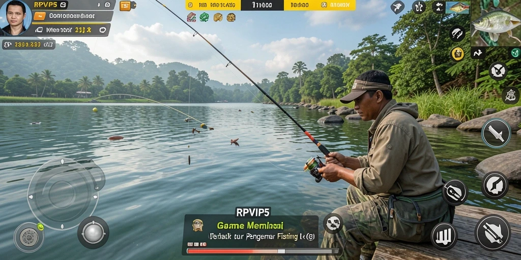 Tampilan screenshot gameplay RPVIP5 yang menampilkan suasana memancing yang seru.