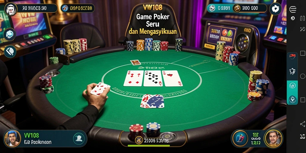 Screenshot gameplay VW108 yang menampilkan serunya permainan Poker.